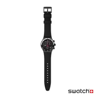 【SWATCH】Irony 金屬Chrono系列手錶 MAGENTA AT NIGHT 金屬錶 男錶 女錶 瑞士錶 錶 三眼 計時碼錶(43mm)