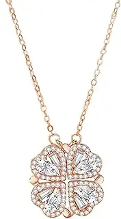 [Vbvbip] Rose Gold 925 Sterling Silver | Four Leaf Clover Heart Pendant Necklace for Women, Adjustable 2-in-1 Chain, Lucky Charm Jewelry Gift with Premium Box for Her