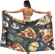 [RPLIFE] Pizza Slices Pineapples Sarong Coverups for Women, Fringe Skirt Swim Cover up for Summer Beach/pool, Large, Pizza Slices Pineapples, Large