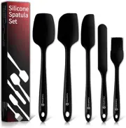 Silicone Spatula Set 5Pcs Black High Heat Resistant Non Stick Bakery Flexible BP