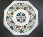 15" marble side table floral semi precious handmade pietradura Inlay work
