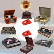 Record Player Needle Kit, 4Pcs Turntable Needles with 1Pcs Stylus Cleaning Brush, Replacement for LP Vinyl Phonograph as shown