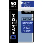 50pc Phantom Sleeves 80x120mm Game Card Case/Guard Protector Navy Gloss/Gloss