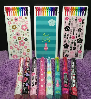 3x MARY QUANT Coleto Pen + 10 Refill Daisy Barrel Limited Edition Hi tec c Pilot