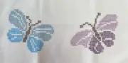 Pillowcases Butterflies Hand Embroidered Cross Stitch Hand Crochet Edge