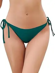 [SHEKINI] Women's Cheeky Bikini Bottoms Side Tie Low Waisted Swim Briefs Back Ruched Swimsuit Bottom
