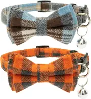 Breakaway Cat Collars - Bow Tie Cute Cat Collar with Bells for Girl Boy Cats, Pu