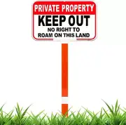 Large Private Property Sign with Stake, Keep Out Signs, No Right to 1-Pack