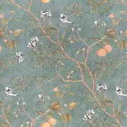 KIKitchen Floral Contact Paper 17.5" x 393" Vintage Floral Wallpaper Peel and Stick Self Adhesive Removable Wallpaper Waterproof Vinyl Wall Covering for Bedroom Cabinet Countertop Decor