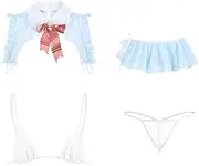 [generic] Party Garter costume Babydoll Attendant aprons Chemise Leotard Outfit Uniform Dress Perspective Women sissy Lingerie