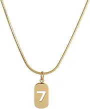 [Shapes Studio] 18K Gold Plated Lucky Seven Charm Necklace, Titanium, No Gemstone