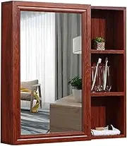 Mirror Cabinets Wall-Mounted Bathroom Wall-Mounted Makeup Mirror with Shelf Wall-Mounted Storage Cabinet (Color : Brown, Size : 60x70cm)