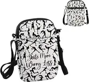 [Generic] PYOUL Roller Skating Gift Skate More Worry Less Crossbody Bag Roller Skater Travel Bag Roller Skating Lover Gift