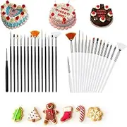 DACUAN 30PCS Pastry Brush, DIY Cookie Decoration Supplies, Baking Brush, Brush kit, Cake Painting Brush (Black and White)