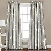 Lush Decor 16T000563 Bird on The Tree Room Darkening Window Panel Curtain Set, 84" x 52", Gray