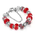 925 Sterling silver Bracelet Pandora inspired Full Set Beaded Charms - Red