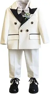 [Kromoc] Boys' Peak Lapel 2-Piece Suit Double Breasted Jacket Tuxedos for Wedding Formal Dinner