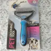 Pat Your Pet Blue Dematting Pet Grooming Tool w/ Extra Wide Dual Head Stainless