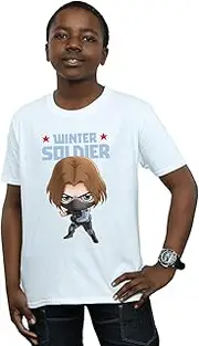 [Absolute Cult] Marvel Boys Winter Soldier Bucky Toon T-Shirt White 12-13 years