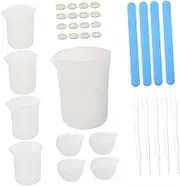 FONDOTIN Crafting Supplies 18pc Resin Measuring Cup Set Silicone Molds Mixing Tools for DIY Crystal Projects