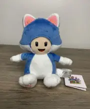 Nintendo Super Mario 3D World Cat Toad Plush Stuffed Animal 8'' New
