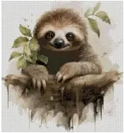 Sloth Cross Stitch kit,14 Count, 100% Cotton, 120x130 Stitch, 21x23cm Wide Animal in Wide Wall Decor Cross Stitch kit