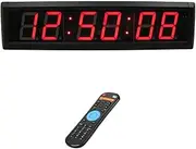 13.3" LED Wall Clock, Remote Control, 1.8inch 6-Digit Clock Timing, Support 12/24Hour Display, Count Up/Down, Stopwatch, for Conference Church, Classroom