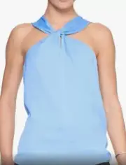 NWT Banana Republic Large Light Blue Twist Front Silky Sleeveless Halter Top