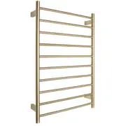 AGUZZO EZY FIT Heated Towel Rail - Round Tube - Dual Wired - (W600mm x H920mm) - PVD Brushed Brass