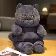 30cm Fat Cat Plush Stuffed Animals Toy Lifelike Black Cat Toy for Boys and Girls