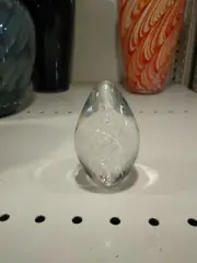 Hand Made Art Glass Crystal Essence Egg Paperweight Made In Indiana USA Gift