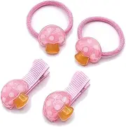 Baby Girls Mushroom Hair Clips Baby Mini Mushroom Hair Pin Kids Small Mushroom Tiny Hairclips BBW03 (4 Pcs-Pink)