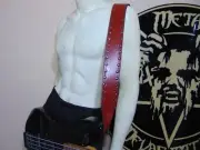 JEFF HANNEMAN.. BRITISH TAN PLAIN LEATHER GUITAR STRAP (MDLS0052)
