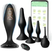 Anal Plug Vibrator Adult Sex Toys-5PCS Silicone Anal Toys Butt Plug Training Kit with APP&Remote Control 9 Vibration Modes,Anal Beads Prostate Massager Anal Sex Toys for Women,Men and Couple