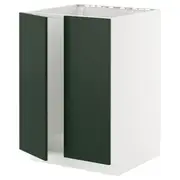 METOD base cabinet for sink + 2 doors, white/Havstorp deep green, 60x60x80 cm