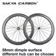 700C Carbon Fiber Road Bike Wheelset 58x25mm Clincher Tubular Bicycle Wheelset
