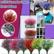 8 Bundles Artificial Lavender Flower Outdoor Flowers For Decoration UV Resistant