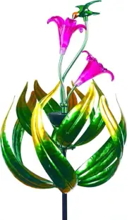 Solar Hummingbird Tulips 69 Inch Wind Catcher for Yard Kinetic Wind Spinner with