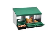 3 Hole Chicken Nesting Box Hen Chook Roll Away Laying Nest Boxes Brooder Coop Poultry Egg Roost Perch Galvanised Steel Plastic with Vents Lid