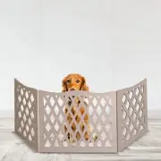 Bundaloo Freestanding Dog Gate Expandable Decorative Wooden Fence for S to M