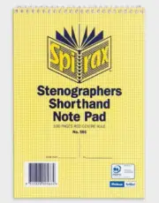 SPIRAX STENOGRAPHERS SHORTHAND NOTE PAD 100PG RED CENTRE RULE