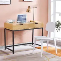 在飛比找松果購物優惠-簡約雙抽書桌 100公分 電腦桌 工作桌 書桌 化妝台 梳妝