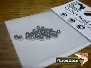 24 PIECES BRASS BEAD HEADS NICKEL 1/8" 3.2mm HARELINE - NEW FLY TYING MATERIALS