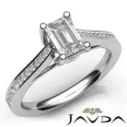 Emerald Diamond Channel Set Stone Engagement Ring GIA F-SI1 White Gold 1.1Ctw