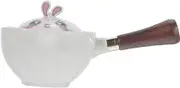 OKUMEYR Pretty Ceramic Tea Pot with Long Handle and Filter Scald Design for Home Office Parties Outdoor Use Unique Practical Kung Fu Tea Kettle
