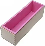HEALSOPTHY Flexible Rectangular Soap Loaf Silicone Mold for DIY Soap and Cake Making with Wooden Box Small Non Stick Heat Resistant for Birthdays and Holidays Color