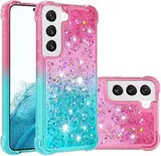 Glitter Phone Case für Galaxy S22 Silicone, Transparent Case Bling Liquid Floating Cover Bumper Back Case Scratch Protection Case TPU Slim Shell Yellowing-Resistant Compatible with Samsung Galaxy S22