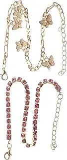 [BESTYASH] 2pcs Tassel Bracelet Bracelets for Women Bracelets Heart Ankle Bracelets Charm Beads Ankle Chains for Women Trendy Accessories Heart Bracelets Anklet Double-layer Ankle Pink