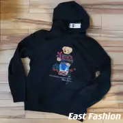 New Polo Ralph Lauren Black Holiday Bear Pullover Hoodie Sweatshirt Big
