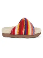 Chloe Wavy Knit Shearling-Trim Slides Shoes Size 41 MSRP: $725.00